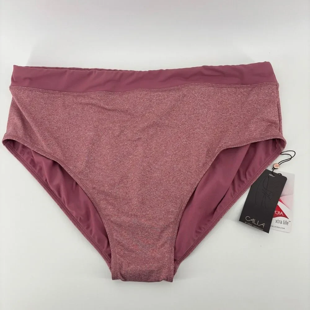 CALIA Wide Banded Swim Bottom‎ Mesa Rose Heather Womens 1X WSA18404HWP NWT